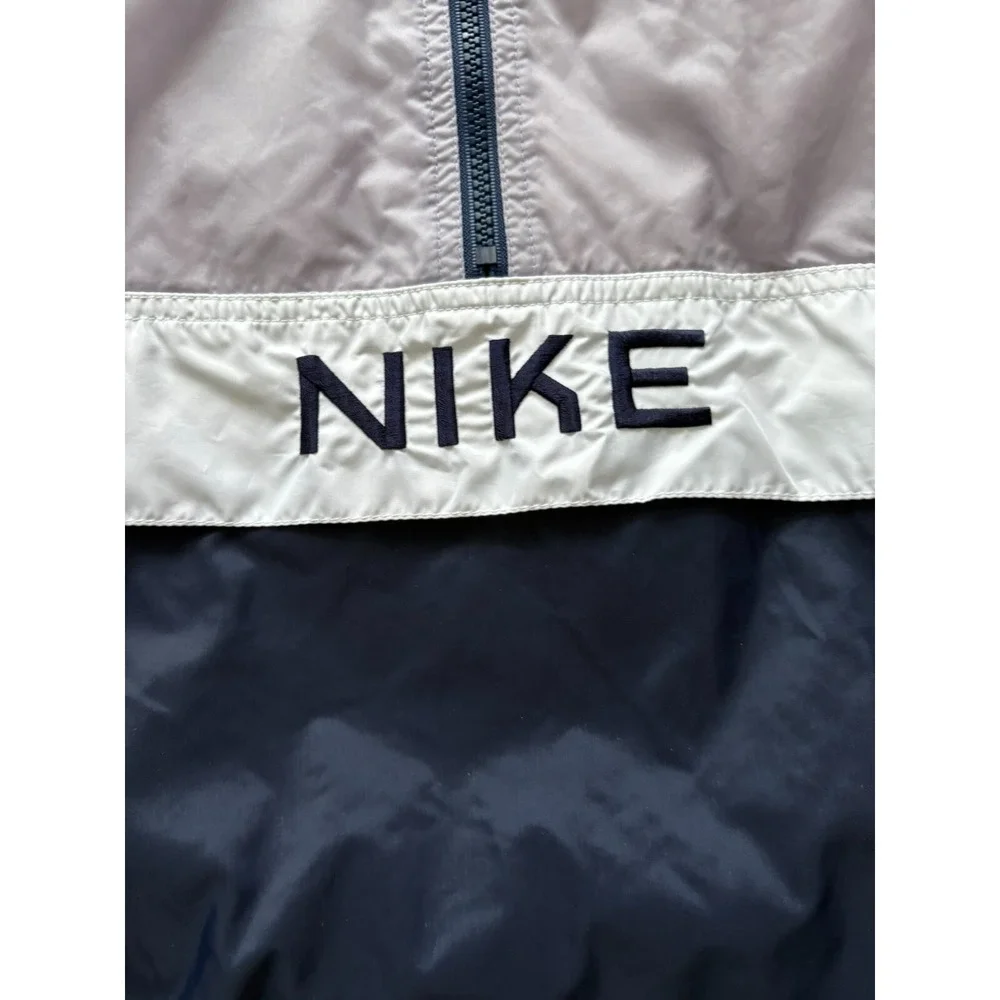 Vintage 90's 80's Nike‎ Mens Windbreaker Purple Blue Color Black Hooded Size L